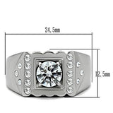 TK315 - High polished (no plating) Stainless Steel Ring with AAA Grade CZ  in Clear - Alamode