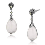TK3163 - IP Light Black (IP Gun) Stainless Steel Earrings with Precious Stone PINK CRYSTAL in Light Rose - Alamode - Flyclothing LLC