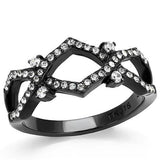 TK3165 - IP Black(Ion Plating) Stainless Steel Ring with AAA Grade CZ  in Clear - Alamode