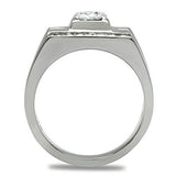 TK316 - High polished (no plating) Stainless Steel Ring with AAA Grade CZ  in Clear - Alamode