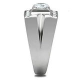 TK316 - High polished (no plating) Stainless Steel Ring with AAA Grade CZ in Clear - Alamode - Flyclothing LLC