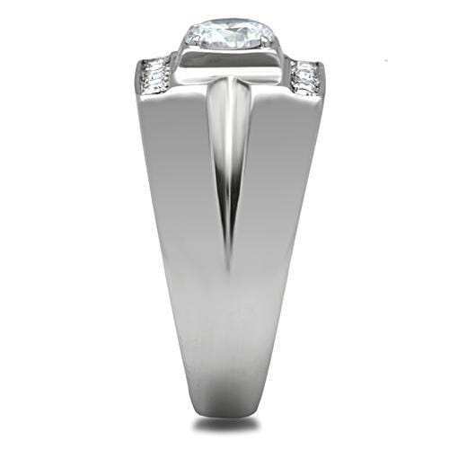 TK316 - High polished (no plating) Stainless Steel Ring with AAA Grade CZ in Clear - Alamode - Flyclothing LLC