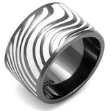 TK3171 - IP Light Black (IP Gun) Stainless Steel Ring with Epoxy in White - Alamode - Flyclothing LLC