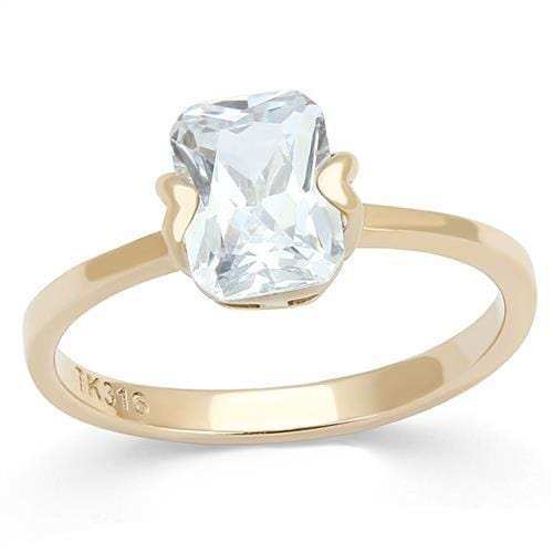 TK3179 - IP Rose Gold(Ion Plating) Stainless Steel Ring with AAA Grade CZ in Clear - Alamode - Flyclothing LLC