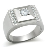 TK317 - High polished (no plating) Stainless Steel Ring with AAA Grade CZ in Clear - Alamode - Flyclothing LLC