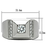 TK317 - High polished (no plating) Stainless Steel Ring with AAA Grade CZ  in Clear - Alamode