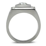TK317 - High polished (no plating) Stainless Steel Ring with AAA Grade CZ in Clear - Alamode - Flyclothing LLC
