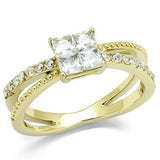 TK3181 - IP Gold(Ion Plating) Stainless Steel Ring with AAA Grade CZ  in Clear - Alamode