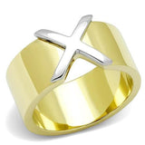 TK3185 - Two-Tone IP Gold (Ion Plating) Stainless Steel Ring with No Stone - Alamode