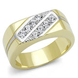 TK3186 - Two-Tone IP Gold (Ion Plating) Stainless Steel Ring with Top Grade Crystal  in Clear - Alamode