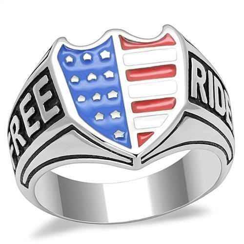 TK3192 - High polished (no plating) Stainless Steel Ring with Epoxy  in Multi Color - Alamode