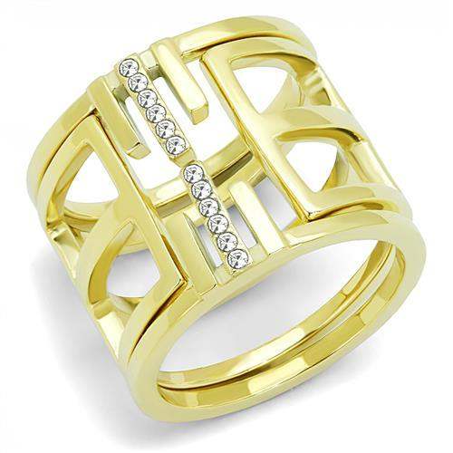 TK3198 - IP Gold(Ion Plating) Stainless Steel Ring with Top Grade Crystal in Clear - Alamode - Flyclothing LLC