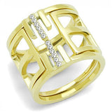 TK3198 - IP Gold(Ion Plating) Stainless Steel Ring with Top Grade Crystal  in Clear - Alamode