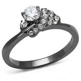 TK3203 - IP Light Black (IP Gun) Stainless Steel Ring with AAA Grade CZ in Clear - Alamode - Flyclothing LLC