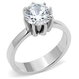 TK3208 - High polished (no plating) Stainless Steel Ring with AAA Grade CZ  in Clear - Alamode