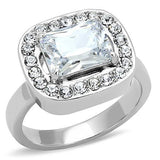 TK3209 - High polished (no plating) Stainless Steel Ring with AAA Grade CZ  in Clear - Alamode