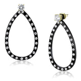 TK3215 - IP Gold+ IP Black (Ion Plating) Stainless Steel Earrings with AAA Grade CZ  in Clear - Alamode