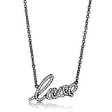 TK3217 - IP Black(Ion Plating) Stainless Steel Chain Pendant with AAA Grade CZ in Clear - Alamode - Flyclothing LLC