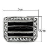 TK321 - High polished (no plating) Stainless Steel Ring with Top Grade Crystal in Jet - Alamode - Flyclothing LLC