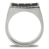 TK321 - High polished (no plating) Stainless Steel Ring with Top Grade Crystal in Jet - Alamode - Flyclothing LLC