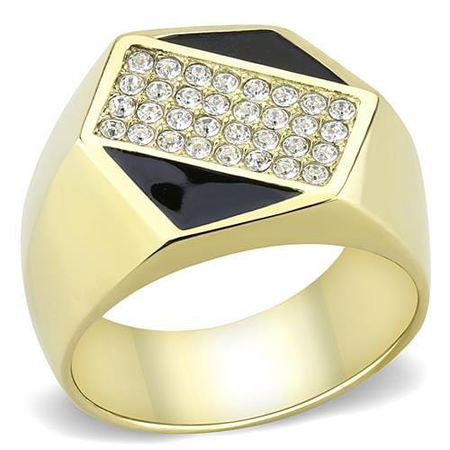 TK3224 - IP Gold(Ion Plating) Stainless Steel Ring with Top Grade Crystal  in Clear - Alamode