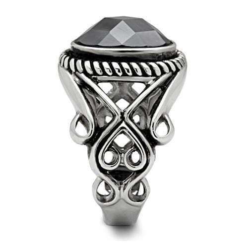 TK322 - High polished (no plating) Stainless Steel Ring with AAA Grade CZ in Black Diamond - Alamode - Flyclothing LLC