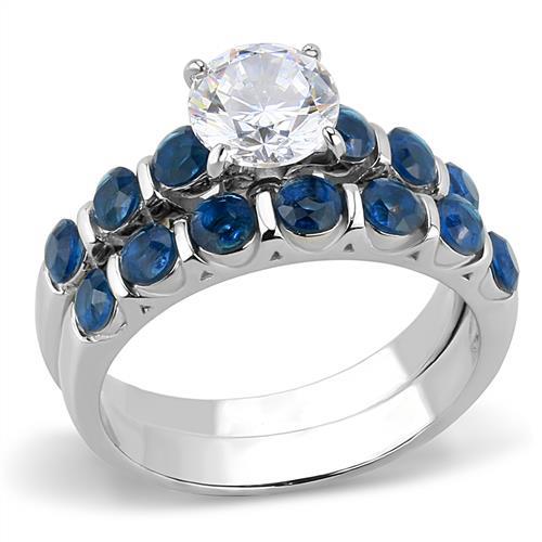 TK3235 - High polished (no plating) Stainless Steel Ring with AAA Grade CZ  in Clear - Alamode