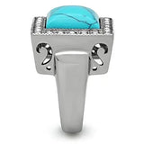 TK323 - High polished (no plating) Stainless Steel Ring with Synthetic Turquoise in Sea Blue - Alamode - Flyclothing LLC