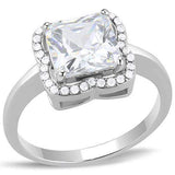 TK3242 - High polished (no plating) Stainless Steel Ring with AAA Grade CZ in Clear - Alamode - Flyclothing LLC
