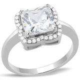 TK3242 - High polished (no plating) Stainless Steel Ring with AAA Grade CZ  in Clear - Alamode
