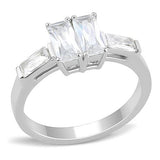 TK3244 - High polished (no plating) Stainless Steel Ring with AAA Grade CZ  in Clear - Alamode