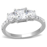 TK3246 - High polished (no plating) Stainless Steel Ring with AAA Grade CZ  in Clear - Alamode