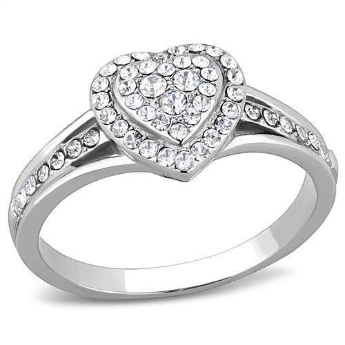 TK3249 - High polished (no plating) Stainless Steel Ring with Top Grade Crystal in Clear - Alamode - Flyclothing LLC