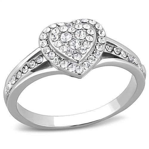TK3249 - High polished (no plating) Stainless Steel Ring with Top Grade Crystal in Clear - Alamode - Flyclothing LLC