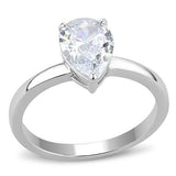 TK3251 - High polished (no plating) Stainless Steel Ring with AAA Grade CZ  in Clear - Alamode