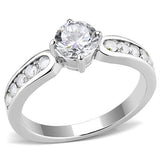 TK3256 - High polished (no plating) Stainless Steel Ring with AAA Grade CZ  in Clear - Alamode