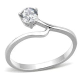 TK3257 - High polished (no plating) Stainless Steel Ring with AAA Grade CZ in Clear - Alamode - Flyclothing LLC