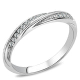TK3259 - High polished (no plating) Stainless Steel Ring with AAA Grade CZ  in Clear - Alamode