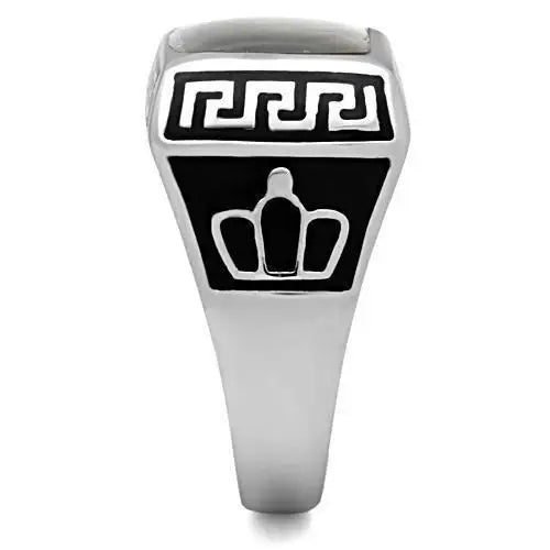 TK325 - High polished (no plating) Stainless Steel Ring with Precious Stone Conch in Gray - Alamode - Flyclothing LLC