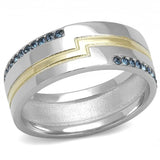 TK3266 - Two-Tone IP Gold (Ion Plating) Stainless Steel Ring with Top Grade Crystal in Montana - Alamode - Flyclothing LLC