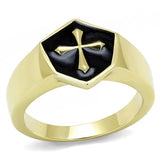 TK3268 - IP Gold(Ion Plating) Stainless Steel Ring with Epoxy in Jet - Alamode - Flyclothing LLC