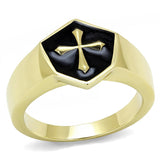 TK3268 - IP Gold(Ion Plating) Stainless Steel Ring with Epoxy  in Jet - Alamode