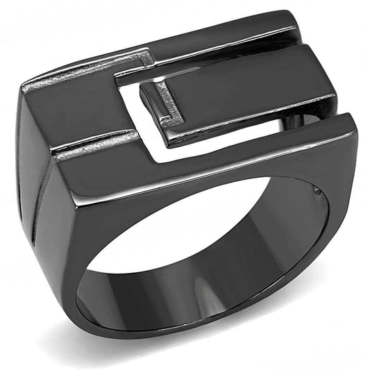 TK3272 - IP Light Black (IP Gun) Stainless Steel Ring with No Stone - Alamode - Flyclothing LLC