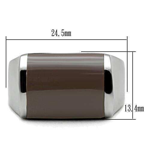 TK327 - High polished (no plating) Stainless Steel Ring with Epoxy in Brown - Alamode - Flyclothing LLC