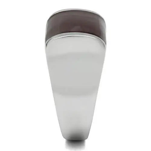 TK327 - High polished (no plating) Stainless Steel Ring with Epoxy in Brown - Alamode - Flyclothing LLC