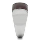 TK327 - High polished (no plating) Stainless Steel Ring with Epoxy in Brown - Alamode - Flyclothing LLC