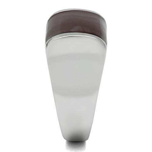 TK327 - High polished (no plating) Stainless Steel Ring with Epoxy in Brown - Alamode - Flyclothing LLC