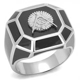 TK3282 - High polished (no plating) Stainless Steel Ring with Epoxy in Jet - Alamode - Flyclothing LLC