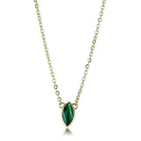 TK3286 - IP Gold(Ion Plating) Stainless Steel Necklace with Synthetic MALACHITE in Emerald - Alamode