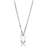 TK3297 - High polished (no plating) Stainless Steel Necklace with Top Grade Crystal  in White AB